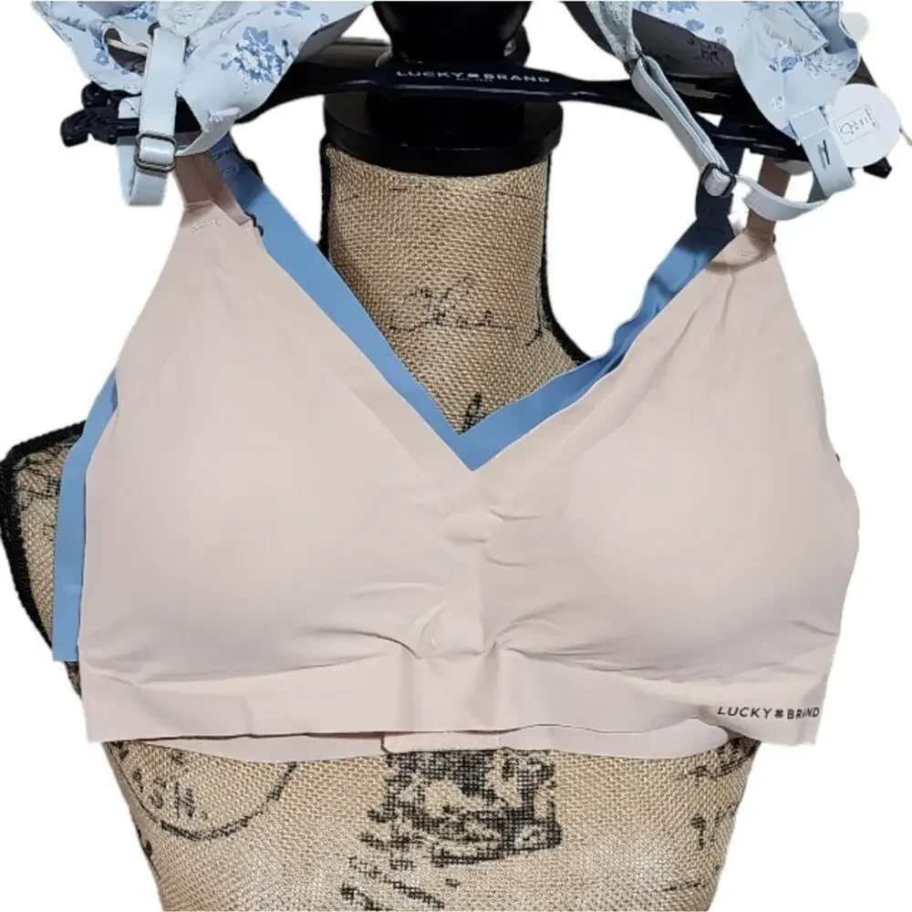 Lucky brand 3pk Laser‎ Cut Lounge Active Cozy Athletic Bras Bralettes Size L Med